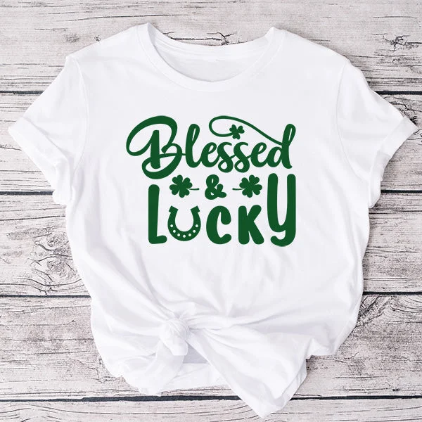 Blessed & Lucky Shirts for Saint Patricks Day Shirt in Sizes XS to 6XL, Christian Shirts and Religous Shirts for St Pattys Day Wear-- Spandex Blend Rayon Blend Denim Blend Blessed & Lucky Shirts for Saint Patricks Day Shirt in Sizes XS to 6XL, Christian Shirts and Religous Shirts for St Pattys Day Wear-- Spandex Blend Rayon Blend Denim Blend