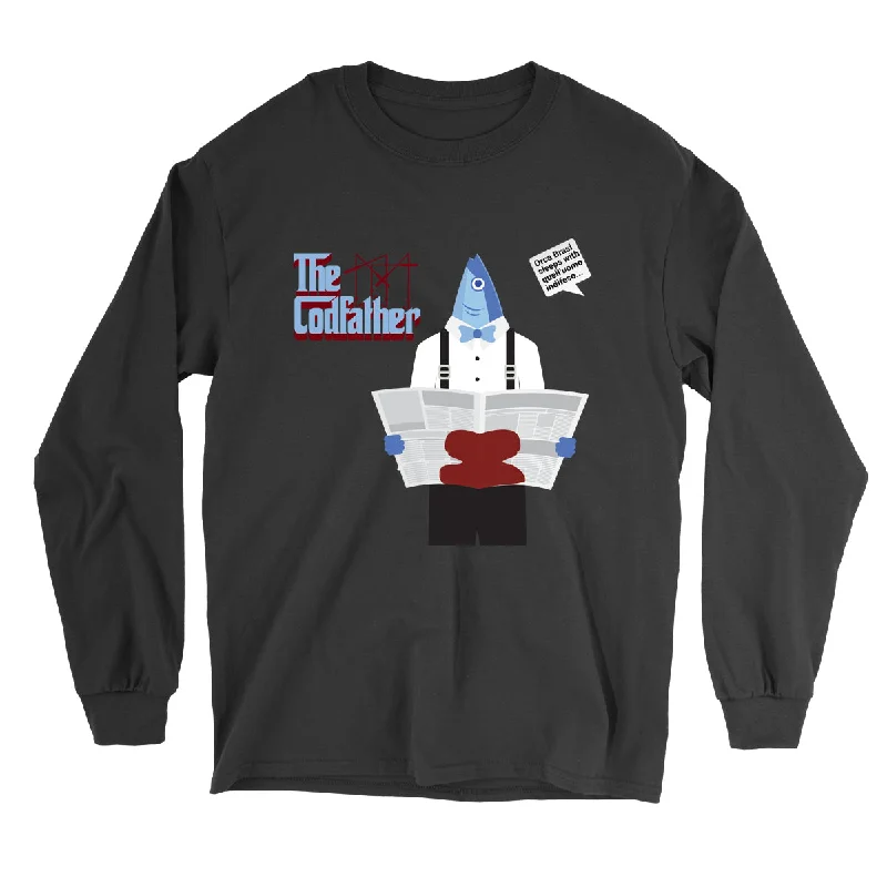 Movie The Food™ "The Codfather" Long Sleeve T-Shirt-- Front Pockets Side Pockets Patch Pockets