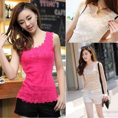 Women Candy Color Floral Lace Top Short Sleeve Blouse Crew Neck shirt-- Real Fur Shearling Chenille