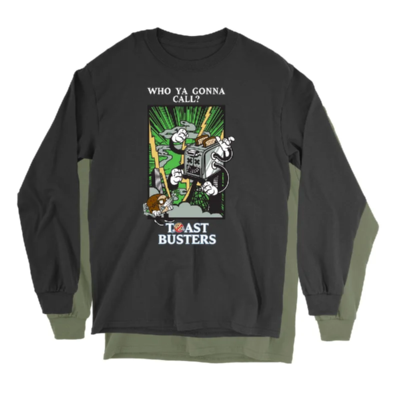 Movie The Food™ "Toastbusters" Long Sleeve T-Shirt-- Graphic Embroidered Appliqued