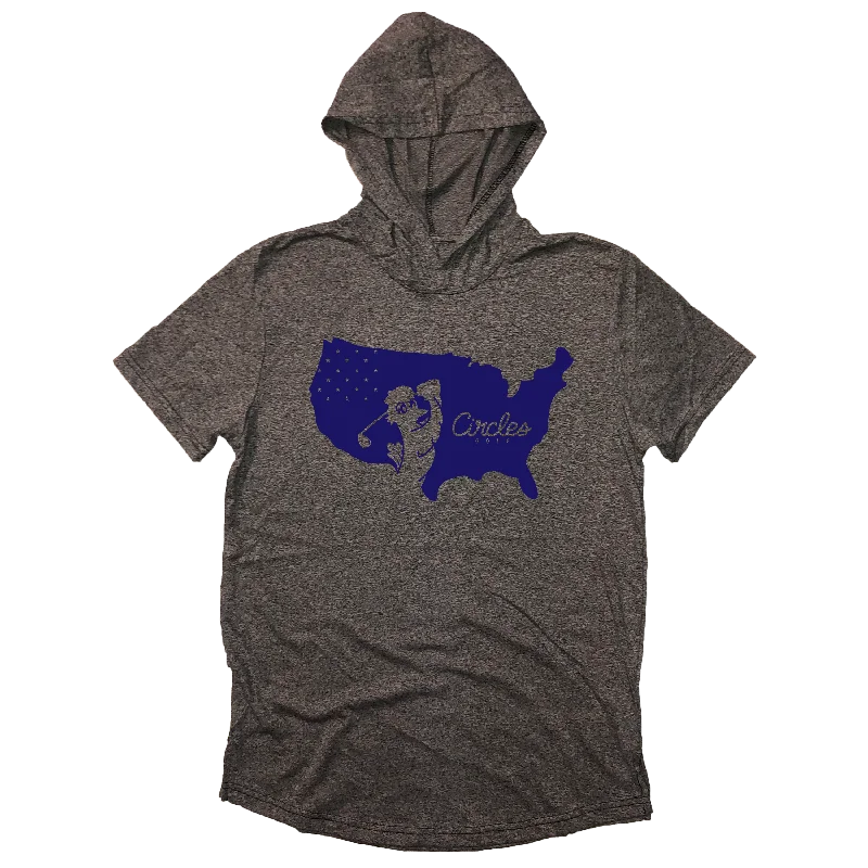 USA Chirps Silhouette Golf Mascot - Short Sleeve Hoodie Shirt -- Basic T-Shirt Crew Neck Short Sleeve