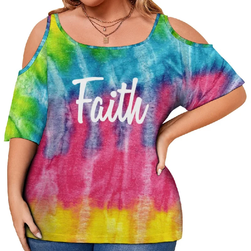 Faith Cold Shoulder T-shirt-- Hooded Caped Shawl Collar