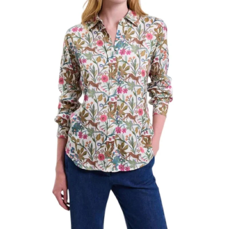 Woven Shirt Coraz In Raw White-- Mesh Blend Leather Blend Suede Blend