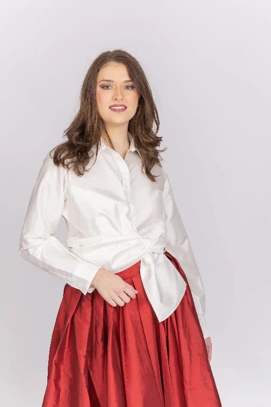 Emily Shalant Taffeta Asymetrical Wrap Shirt in Ivory-- Jersey Fabric Tulle Fabric Batik Fabric Emily Shalant Taffeta Asymetrical Wrap Shirt in Ivory-- Jersey Fabric Tulle Fabric Batik Fabric