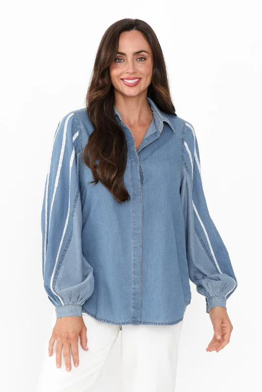 Stella Blue Denim Shirt-- Modern Contemporary Chic