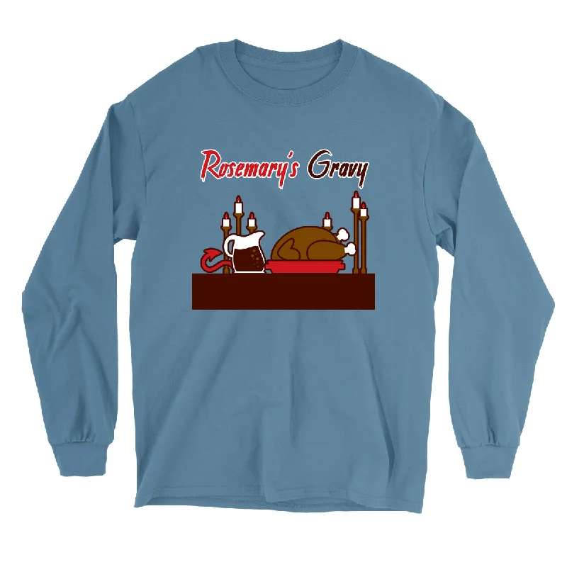 Movie The Food™ "Rosemary's Gravy" Long Sleeve T-Shirt-- Welt Pockets Slit Pockets Flap Pockets
