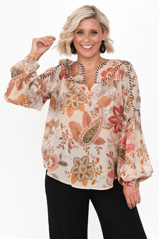 Altair Aries Floral Cotton Silk Shirt-- Cozy Warm Stylish
