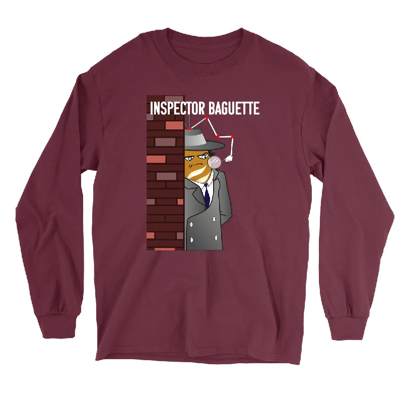 Movie The Food™ "Inspector Baguette" Long Sleeve T-Shirt-- V-Neck T-Shirt Long Sleeve Cotton