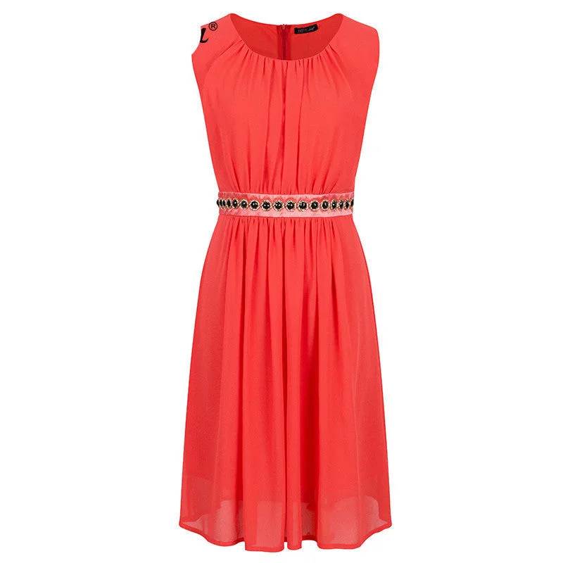 KAIGE.nina s ladies dress Bohemia style decorative belt Sleeveless T-shirt Pleated Chiffon 1911-- Oversized T-Shirt Spandex breathable KAIGE.nina s ladies dress Bohemia style decorative belt Sleeveless T-shirt Pleated Chiffon 1911-- Oversized T-Shirt Spandex breathable