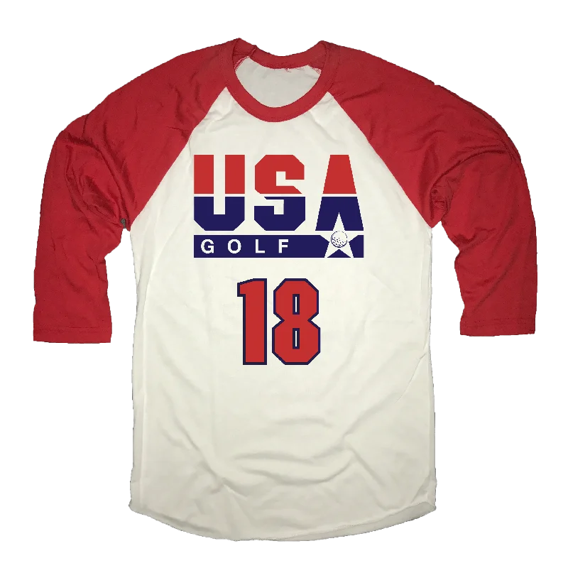 USA Golf 18 Holes - Raglan Shirt-- Graphic T-Shirt Round Neck Polyester