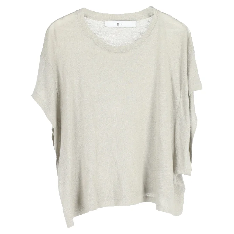 Iro Oster T-Shirt in White Linen-- Mesh Fabric Canvas Fabric Denim Fabric