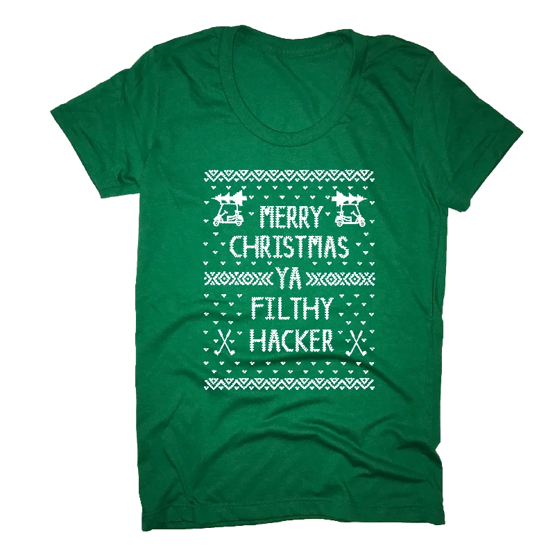 Merry Christmas Ya Filthy Hacker Golf T-Shirt-- Silk Blend Satin Velvet