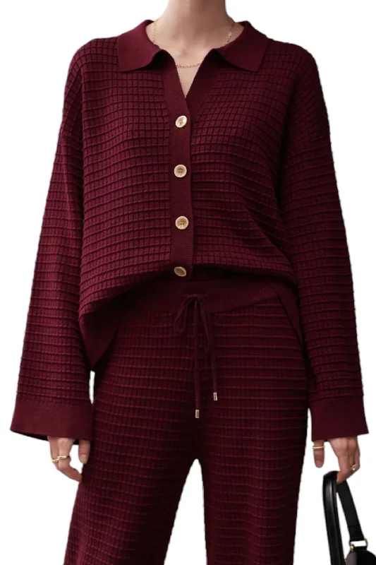 Oriane Knit Shirt In Black Forest-- Zippered Front Buttoned Front Snap Front