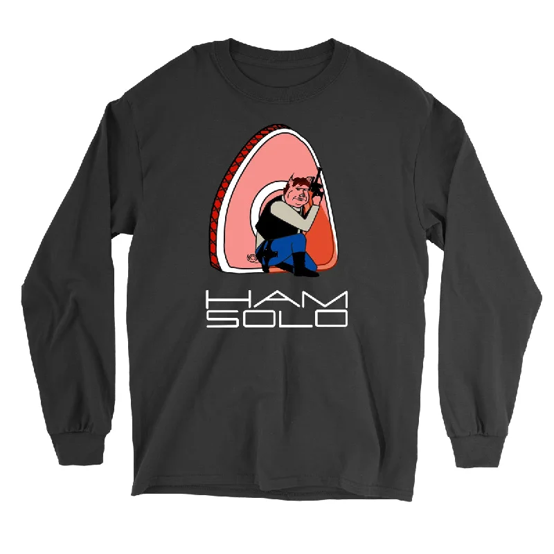 Movie The Food™ "Ham Solo" Long Sleeve T-Shirt-- Handmade Hand-knitted Hand-woven