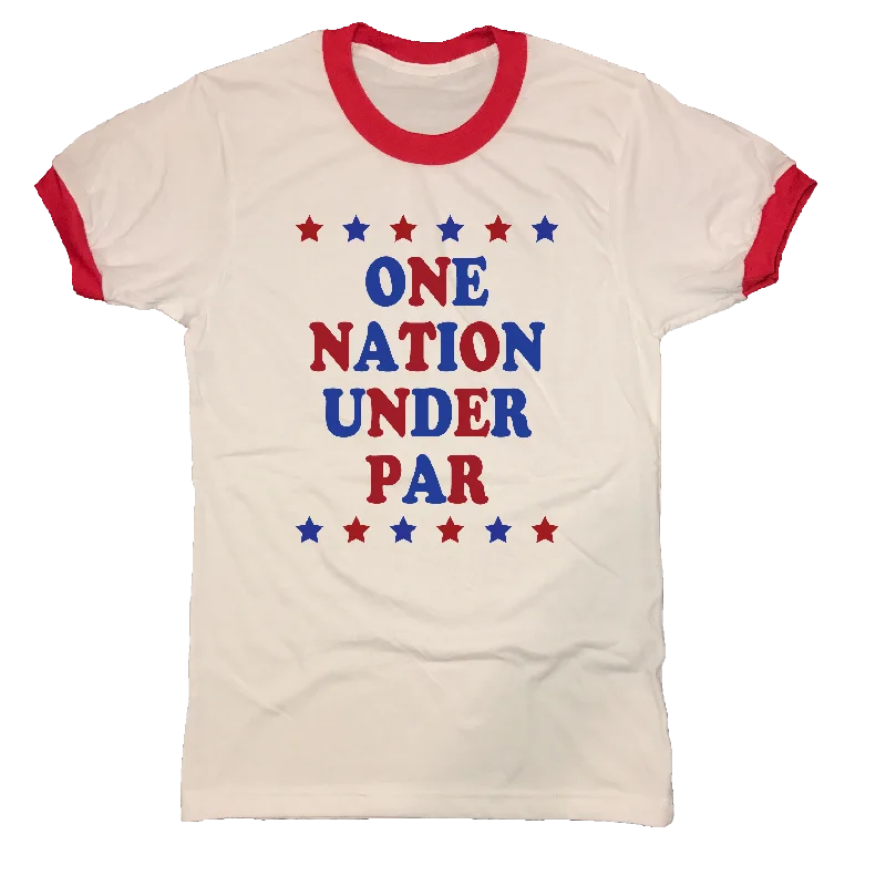 One Nation Under Par - USA Golf T-Shirt-- Chenille Fabric Brocade Fabric Lace Fabric