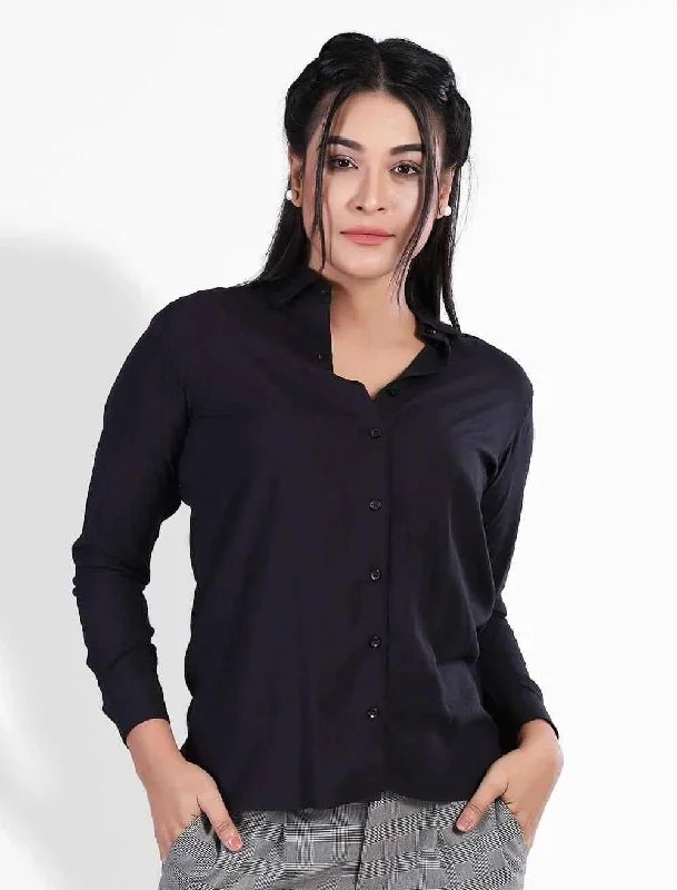 Solid Casual Shirts-- Asymmetrical Pockets Print