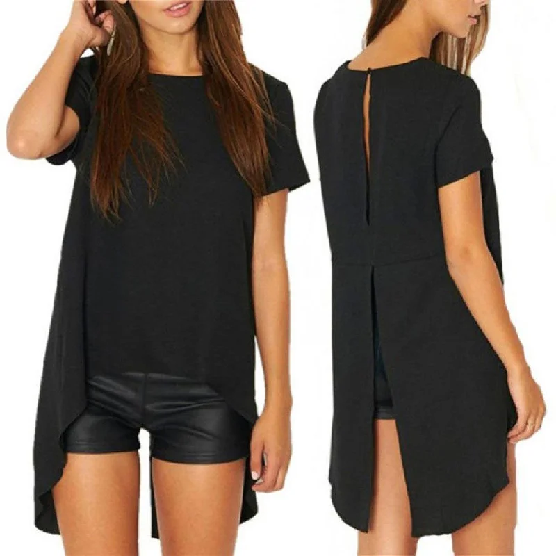 HOT Women Ladies High Low Cotton T Shirt Dress Summer Casual Loose Cut Out Vintage Black Club Party Dress Plus Size Z2-- Elegant Classic Vintage HOT Women Ladies High Low Cotton T Shirt Dress Summer Casual Loose Cut Out Vintage Black Club Party Dress Plus Size Z2-- Elegant Classic Vintage
