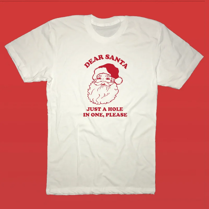 Dear Santa Just A Hole In One Please - Golf T-Shirt-- Mesh Fabric Canvas Fabric Denim Fabric
