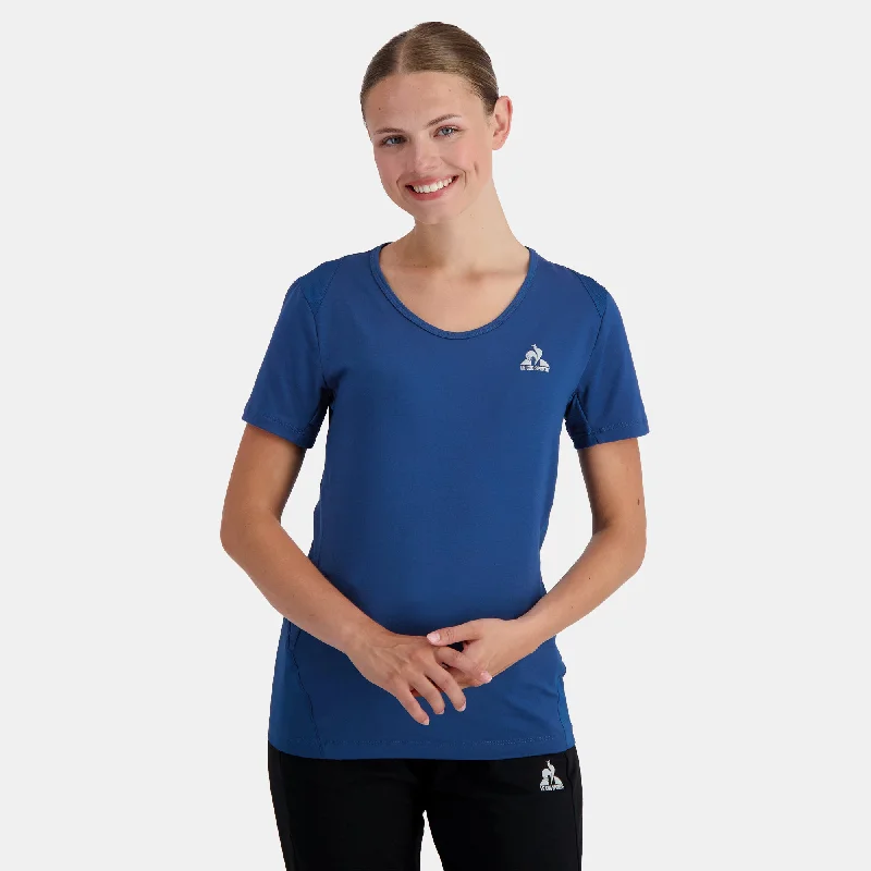 2310657-TRAINING LF Tee SS N°3 W bleu perf | T-shirt Femme-- Welt Pockets Slit Pockets