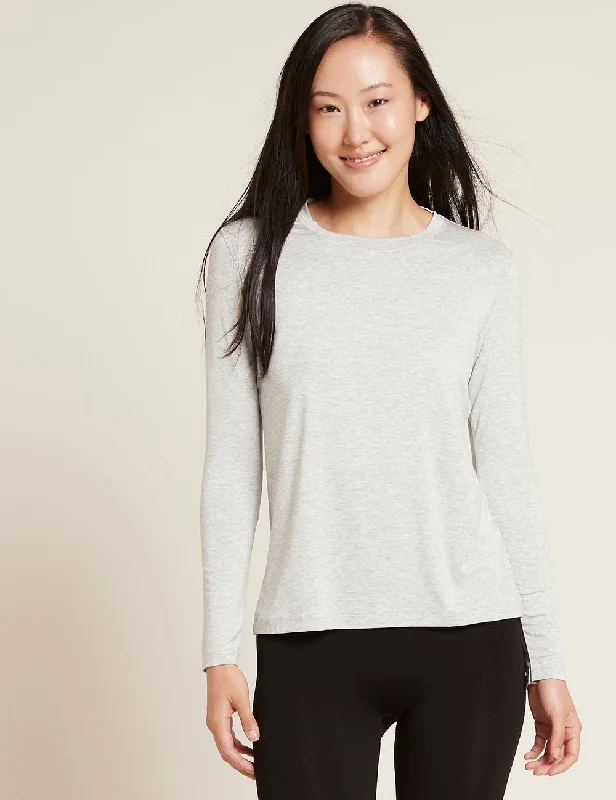 Women's Boody Bamboo Long Sleeve Round Neck T-Shirt-- Front Pockets Side Pockets Patch Pockets