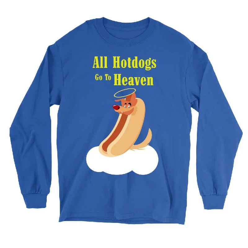 Movie The Food™ "All Hotdogs Go To Heaven" Long Sleeve T-Shirt-- Faux Fur Fabric Real Fur Fabric Shearling Fabric