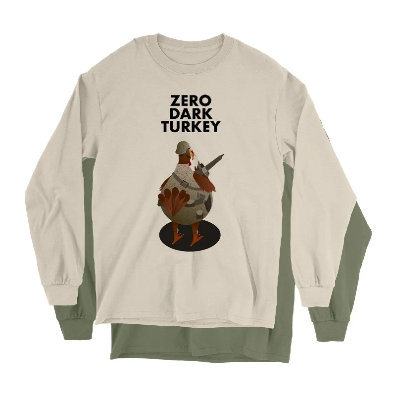 Movie The Food™ "Zero Dark Turkey" Long Sleeve T-Shirt-- Zippered Buttoned Snapped