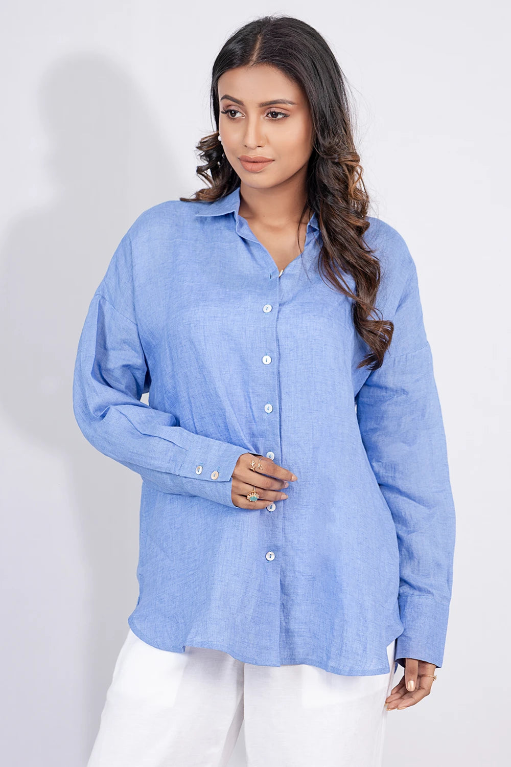 Premium Linen Shirt-- Notch Collar Peter Pan Collar Cowl Neck