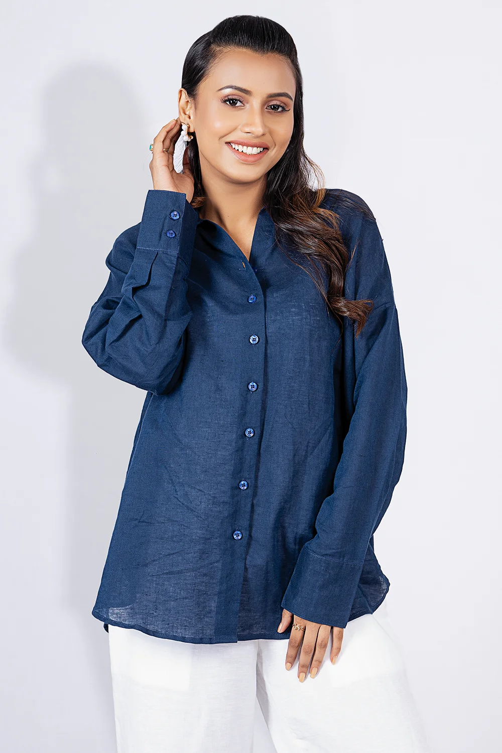 Premium Linen Shirt-- Hooded Caped Shawl Collar