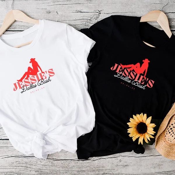 Personalized Bridesmaid Shirt for Bachelorette Party - Customized with Bride's Name, Location, Date, Logo and More - The Perfect Bash Shirts -XS-6XL-- Welt Pockets Slit Pockets