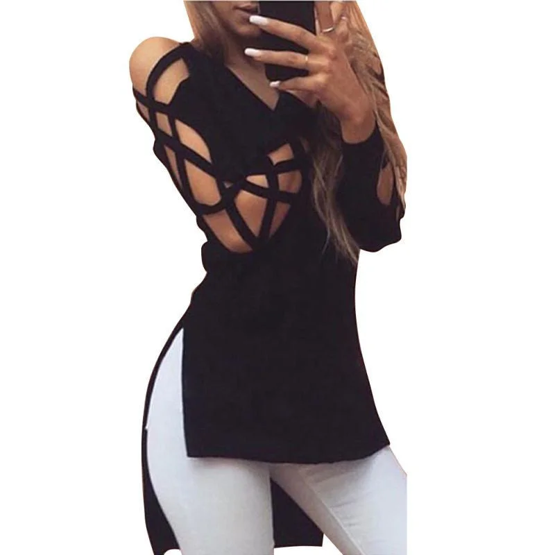 Fashion Women Tops Deep V Neck Criss Cross Long Sleeve Tee Shirts Plus Size-- Ribbed T-Shirt High Neck Heavyweight Fashion Women Tops Deep V Neck Criss Cross Long Sleeve Tee Shirts Plus Size-- Ribbed T-Shirt High Neck Heavyweight