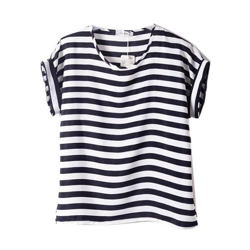 Women Chiffon T-Shirts Ladies Loose Short Sleeve Shirts Striped Heart Lip Tops-- V-Neck T-Shirt Long Sleeve Cotton