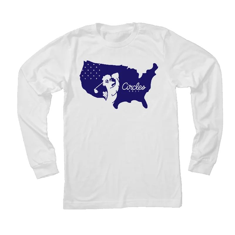 USA Circles Golf Logo - Long Sleeve T-Shirt-- Front Pockets Side Pockets Patch Pockets