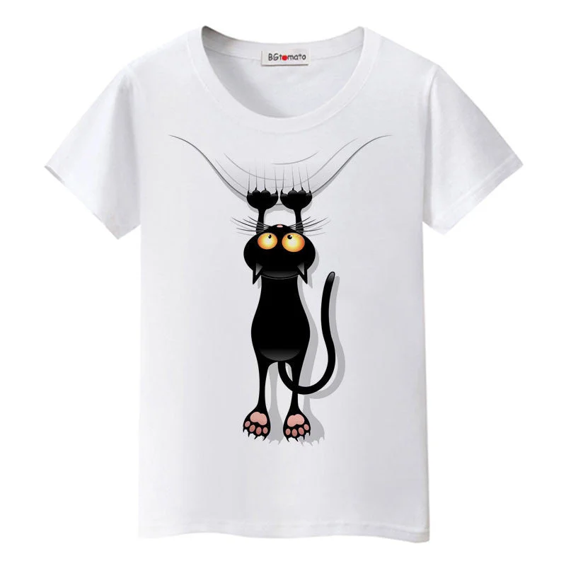 naughty black cat 3D t shirt women lovely cartoon shirt Good comfortable brand casual tops-- Boxy Fit Fitted Loose
