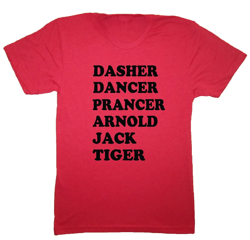 Dasher Dancer Prancer Arnold Jack Tiger Christmas Golf T-Shirt-- Beaded Sequined Faux Fur