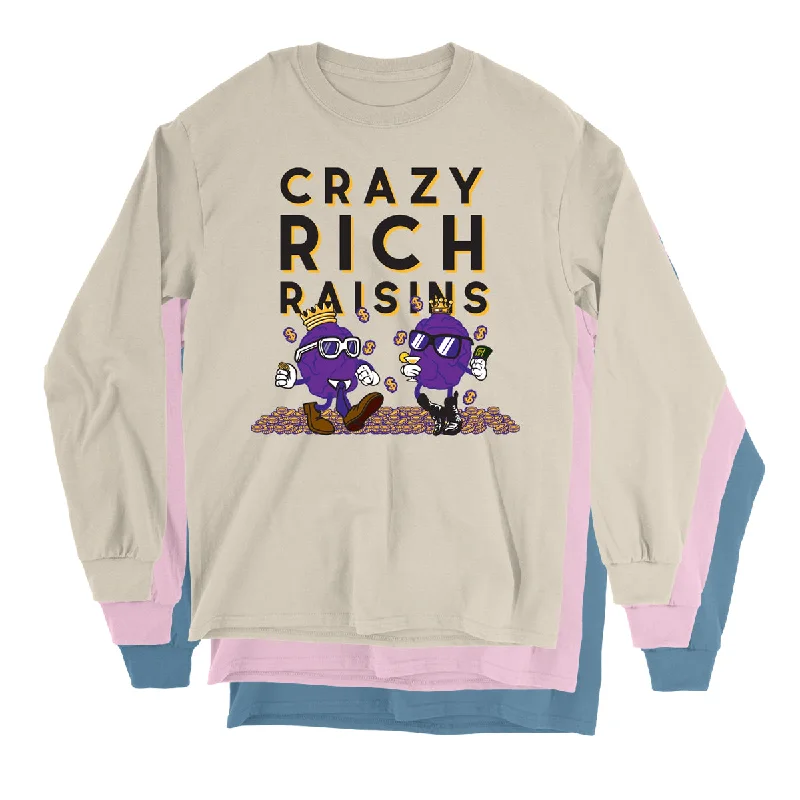 Movie The Food™ "Crazy Rich Raisins" Long Sleeve T-Shirt-- Striped Floral Plaid