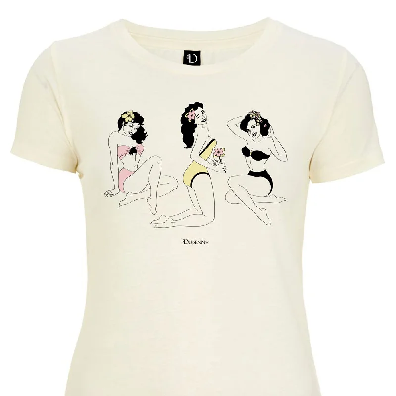 Pinup - Ladies T-Shirt-- Collared T-Shirt Boat Neck A-Line