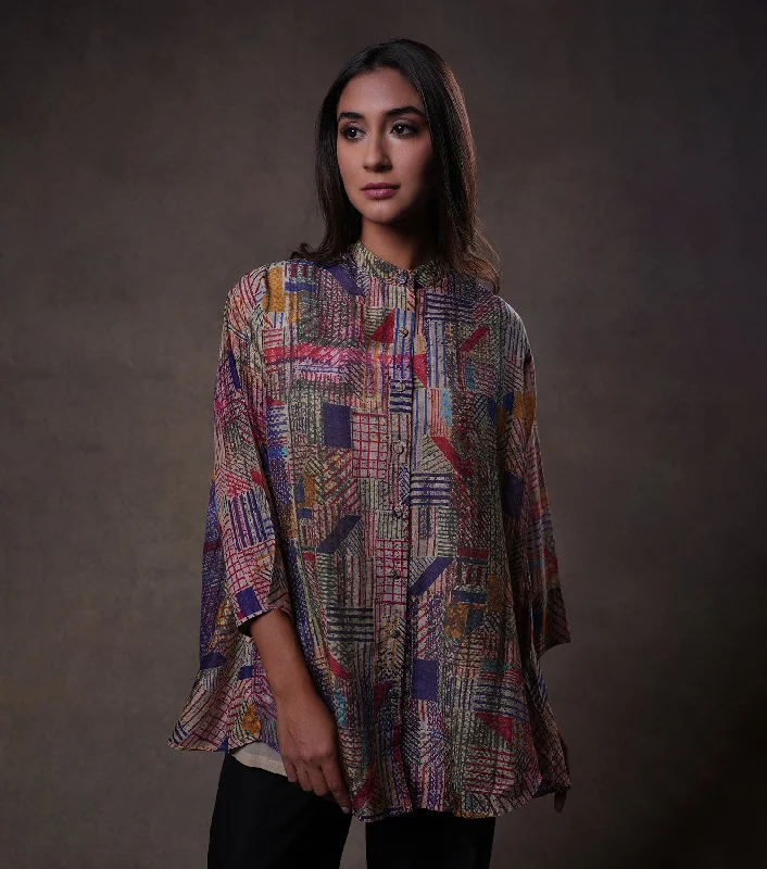 Multi Color Cotton Printed Shirt-- Faux Fur Fabric Real Fur Fabric Shearling Fabric