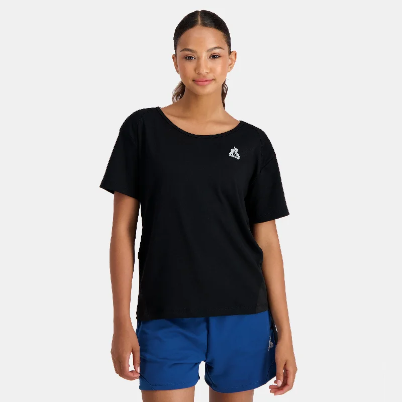 2310658-TRAINING LF Tee SS N°4 W black | T-shirt Femme-- Hooded Caped Shawl Collar
