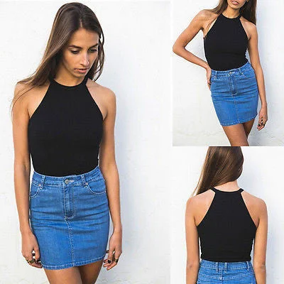 Fashion Women Vest shirts Sleeveless Blouse Casual Tank Tops-- Ribbed Striped Patterned