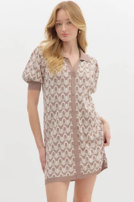 lush with life patterned mini dress - latte Stylish Ruffle Mini Dress