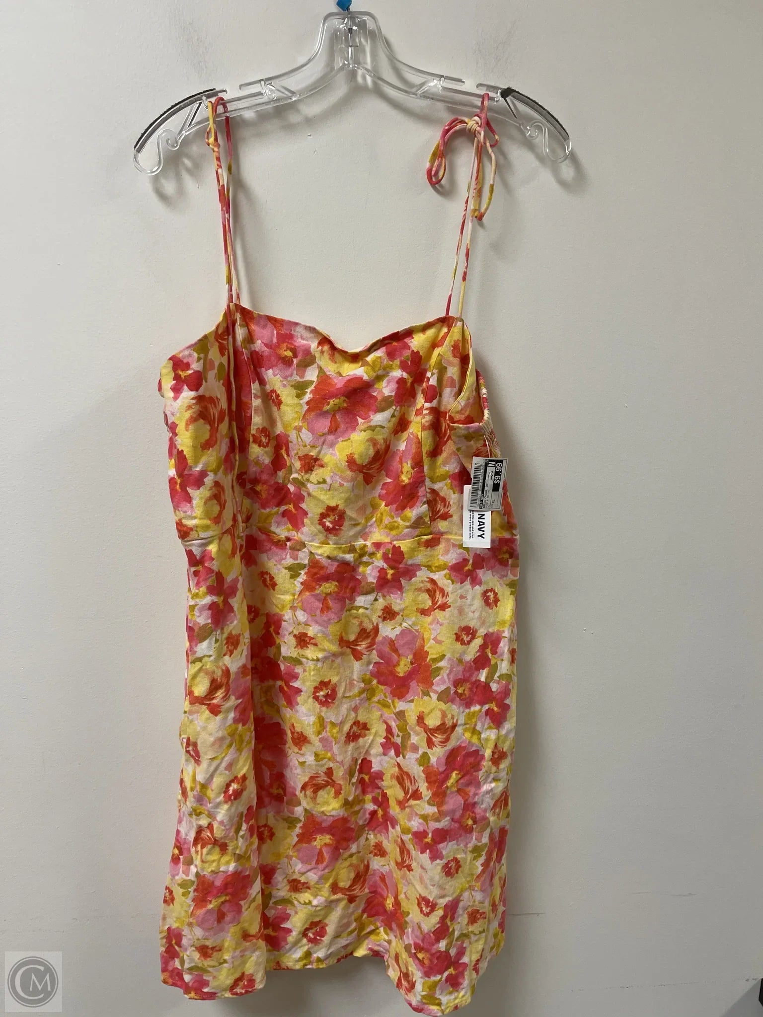 Dress Casual Short By Old Navy In Pink & Yellow, Size: Xl Cowl Neckline Elegant