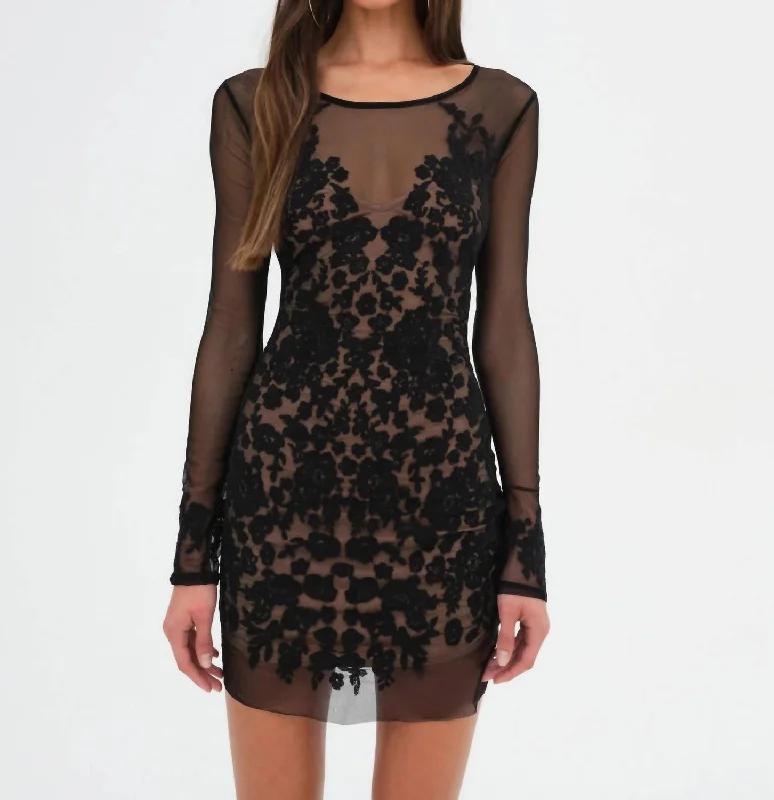 Luau Mini Dress In Black Tunics Evening elegant