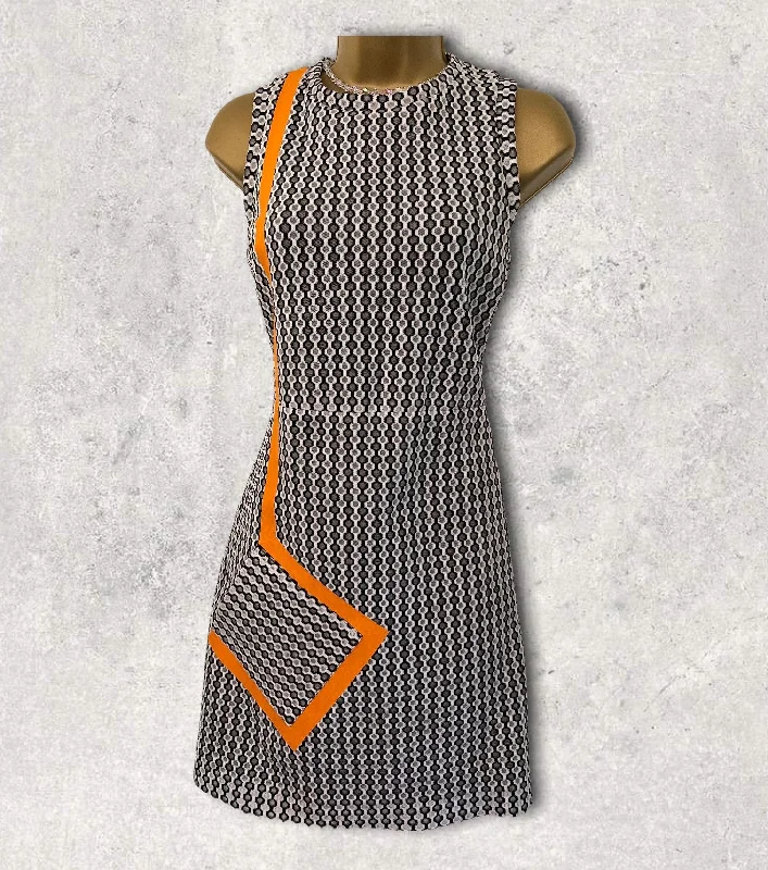 MSGM Milano Black & White Geometric Sleeveless Mini Dress IT 42 UK 10 US 6 EU 38 Fashionable Mini Dress with Slits
