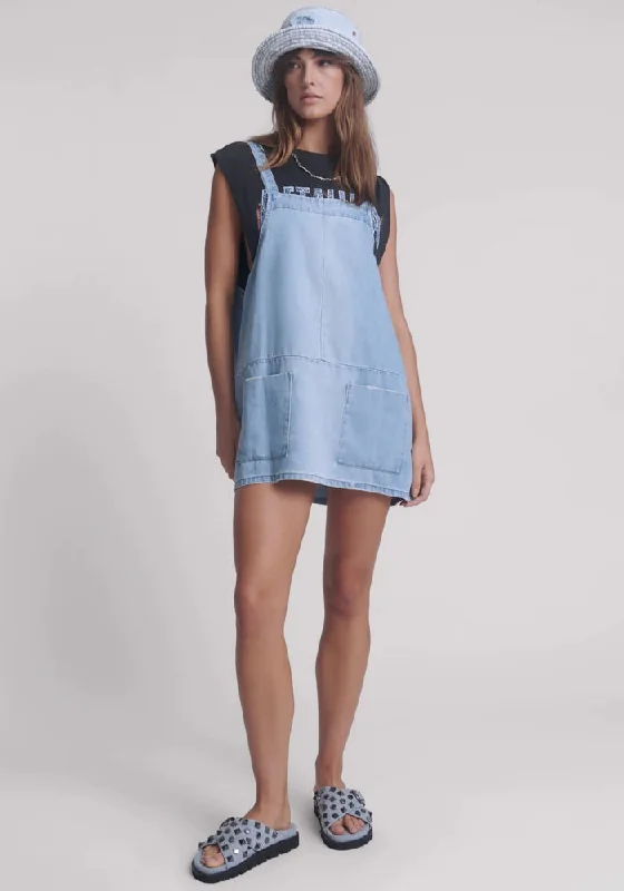 Hemp Denim Pini Mini Dress - Faded Blue Comfortable Casual Mini Dress