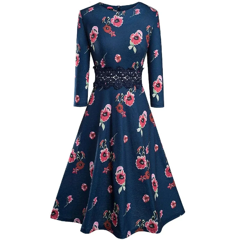 Dark Blue & Flower