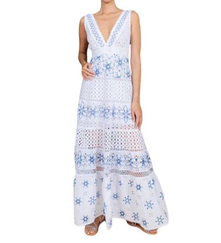 Appia Embroidered Cotton Dress In White Tunics Chic fashionable