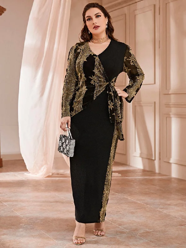 Winter Party Dresses For Women Women Plus Size Large Maxi Dresses Autumn Winter Long Sleeve Chic Elegant Muslim Turkish Party Evening Robe Clothing Tunics Handmade artisanal