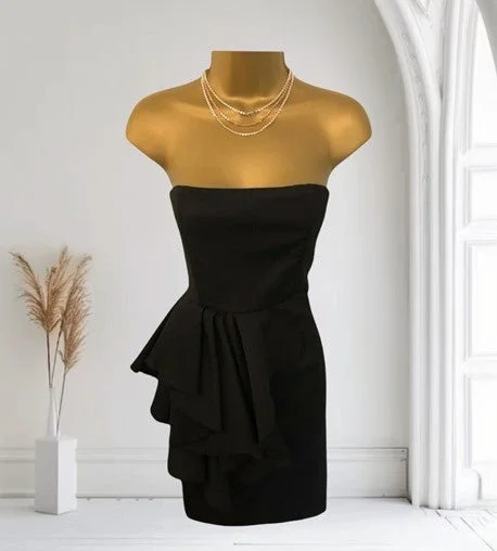 Alice + Olivia Black Strapless Drape Mini Dress UK 8 US 4 EU 36 Casual High-Waist Mini Dress Alice + Olivia Black Strapless Drape Mini Dress UK 8 US 4 EU 36 Casual High-Waist Mini Dress