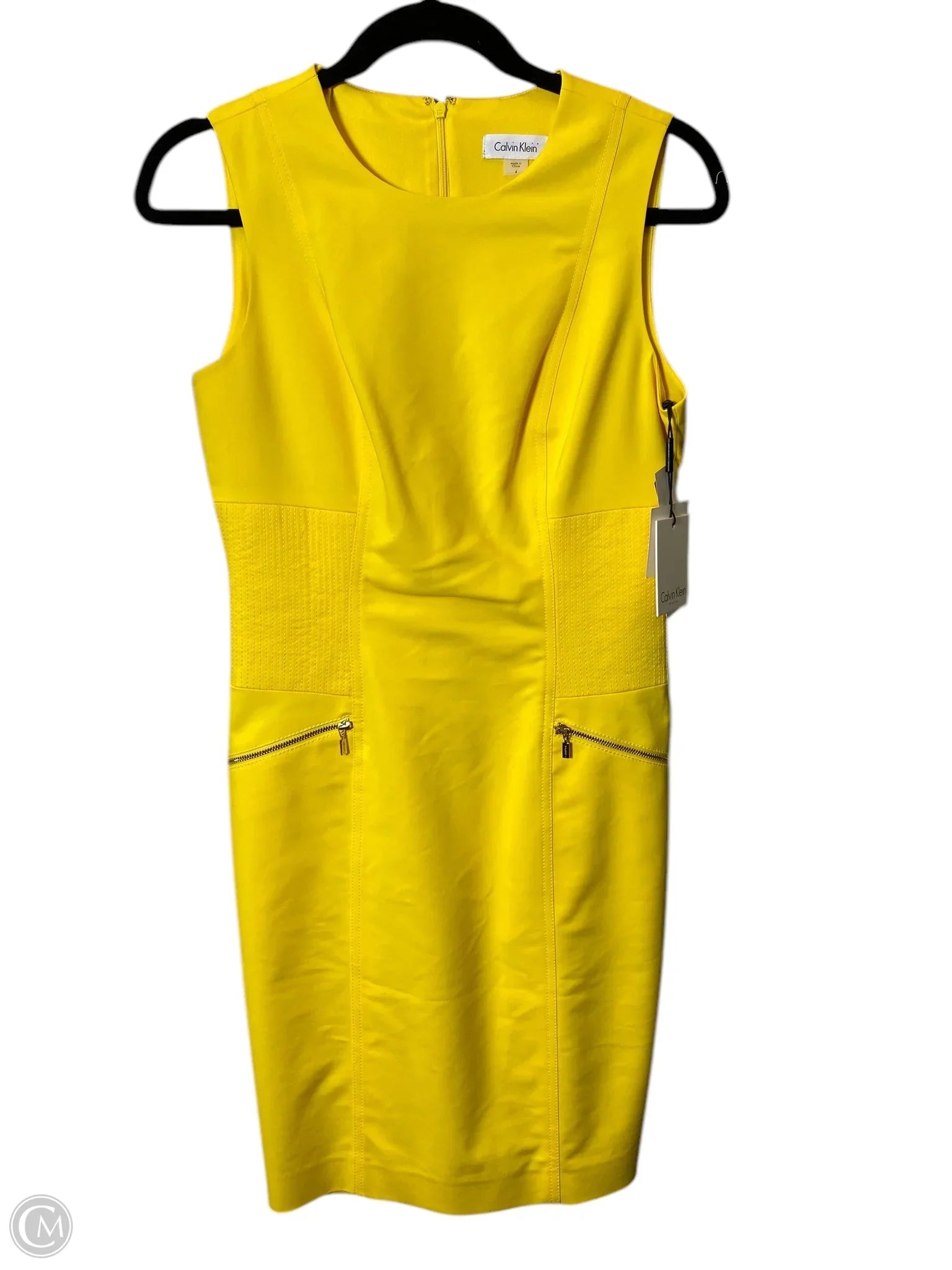 Dress Work By Calvin Klein In Yellow, Size: S Tunics Fall fleece