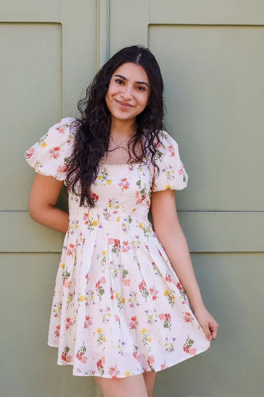 The Day Trip Floral Print Mini Dress Trendy Denim Mini Dress